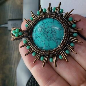 Handcrafted Turquoise and Copper Pendant
